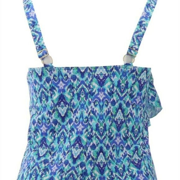 NWT $118 Fit 4 U Diagonal Ruffle Romper Blue - Picture 3 of 4
